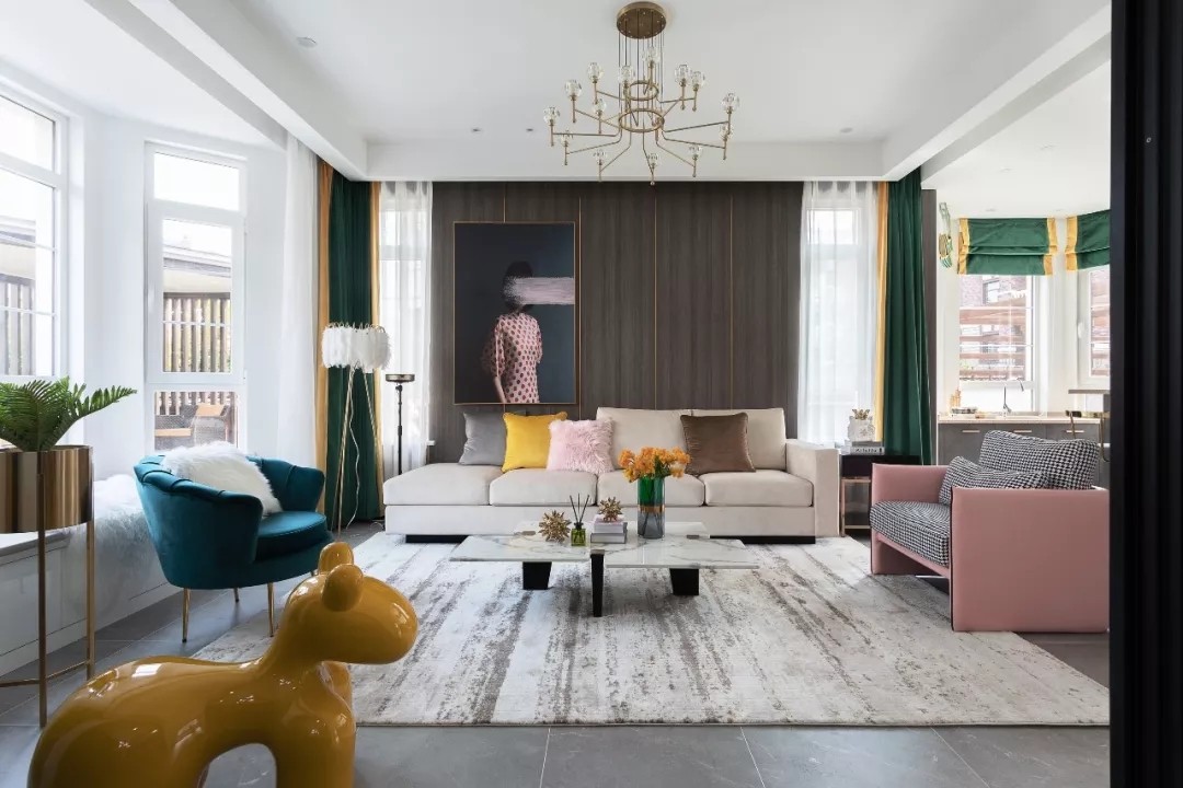 装修公司轻奢风格别墅装修效果图-客厅 装修公司轻奢风格别墅装修效果图-客厅