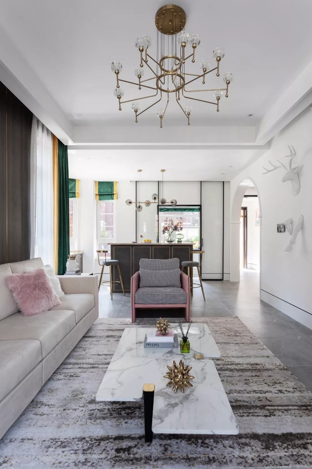 装修公司轻奢风格别墅装修效果图-客厅 装修公司轻奢风格别墅装修效果图-客厅