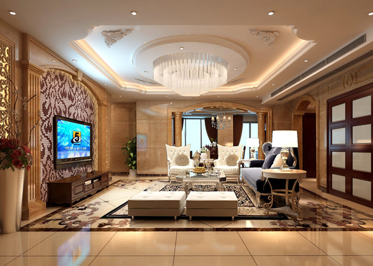 欧式风格室内装修设计效果图-万科金域蓝湾四居192平米-室内客厅装修设计 欧式风格室内装修设计效果图-万科金域蓝湾四居192平米-室内客厅装修设计