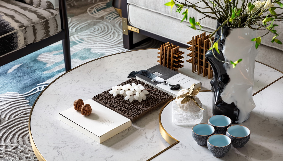 简约新中式风格室内家装案例效果图-客厅茶几 简约新中式风格室内家装案例效果图-客厅茶几