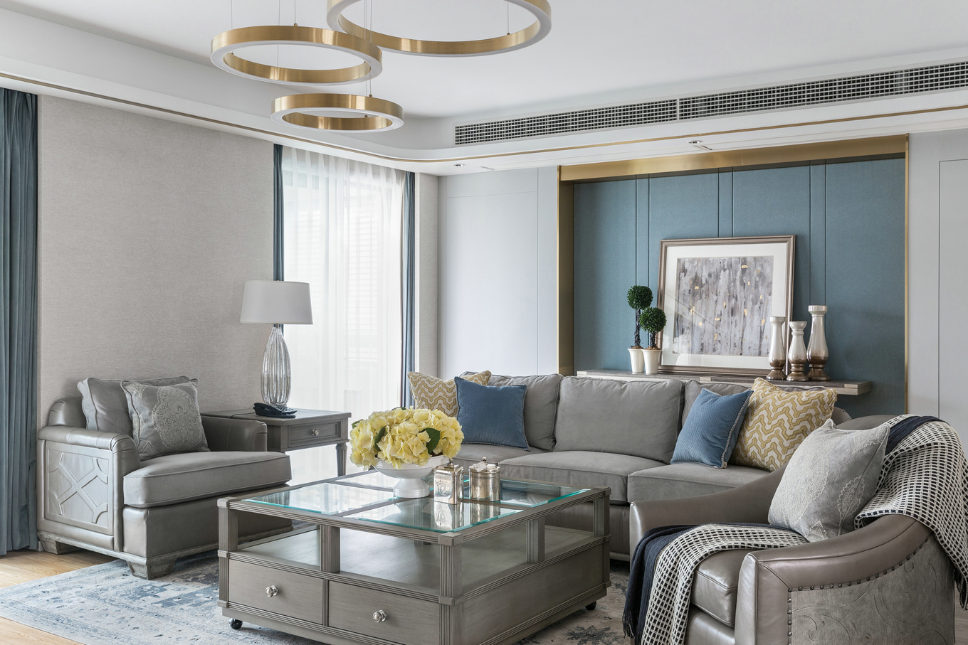 美式轻奢风格家装设计室内装修效果图-客厅 美式轻奢风格家装设计室内装修效果图-客厅