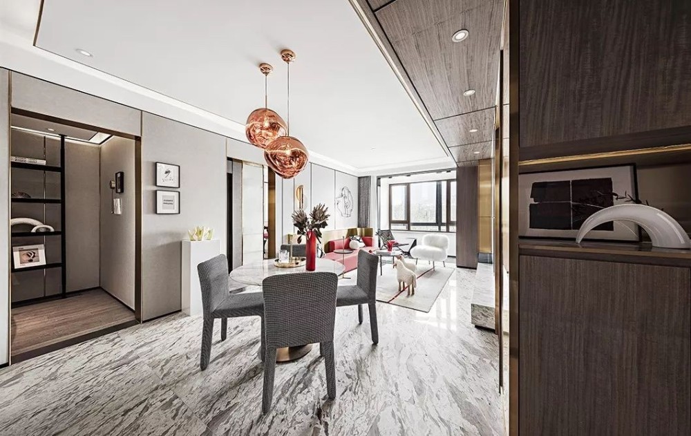 现代轻奢风格室内家装案例效果图-客餐厅 现代轻奢风格室内家装案例效果图-客餐厅