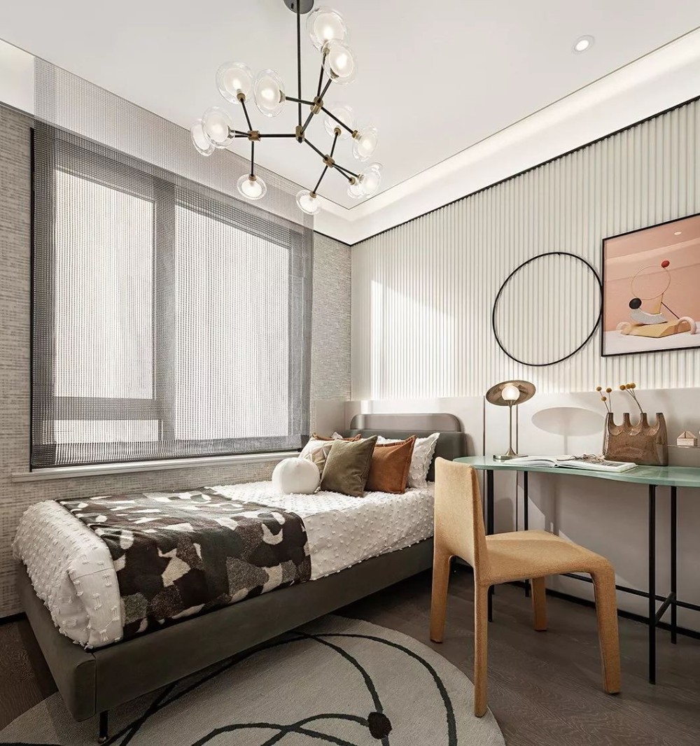 现代轻奢风格室内家装案例效果图-次卧 现代轻奢风格室内家装案例效果图-次卧